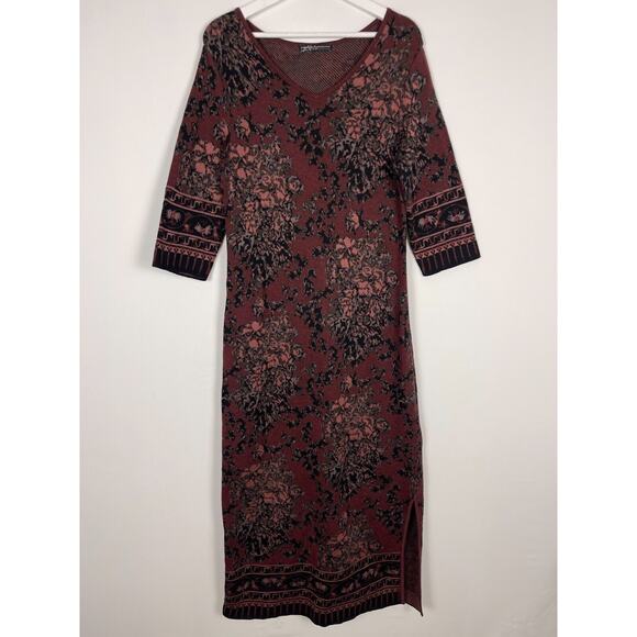 SOLD Peruvian Connection Midi Sweater Dress L Long Sleeves Tapestry Pima Cotton - Picture 2 of 11